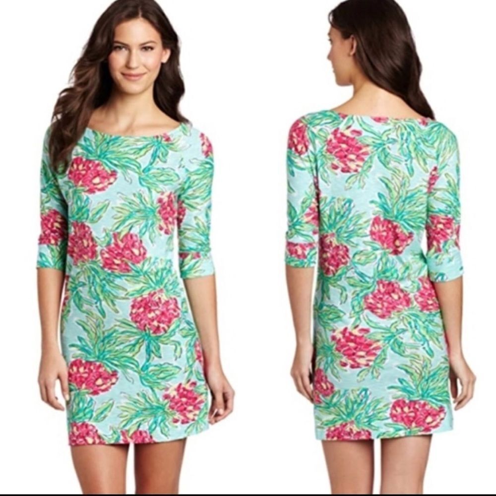 Lilly Pulitzer Cassie Mint Spike the Punch 3/4 Sleeve Sheath Mini- Size XS